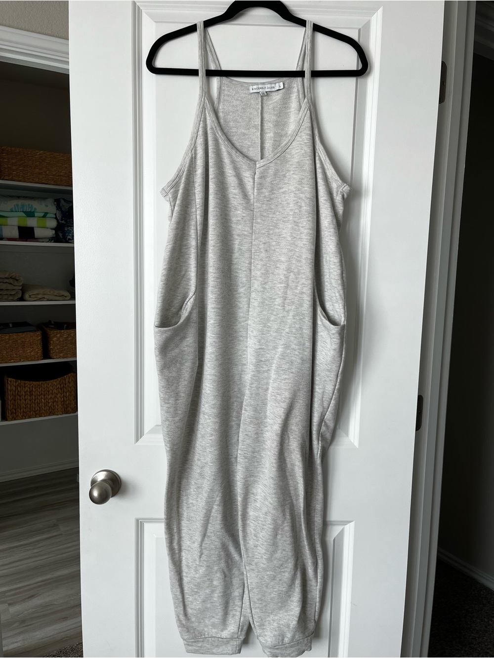 Sincerely Jules Light Gray Relaxed Jumpsuit Tank